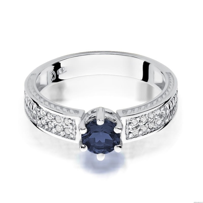 Pierścionek W075 Szafir 0,50ct białe złoto