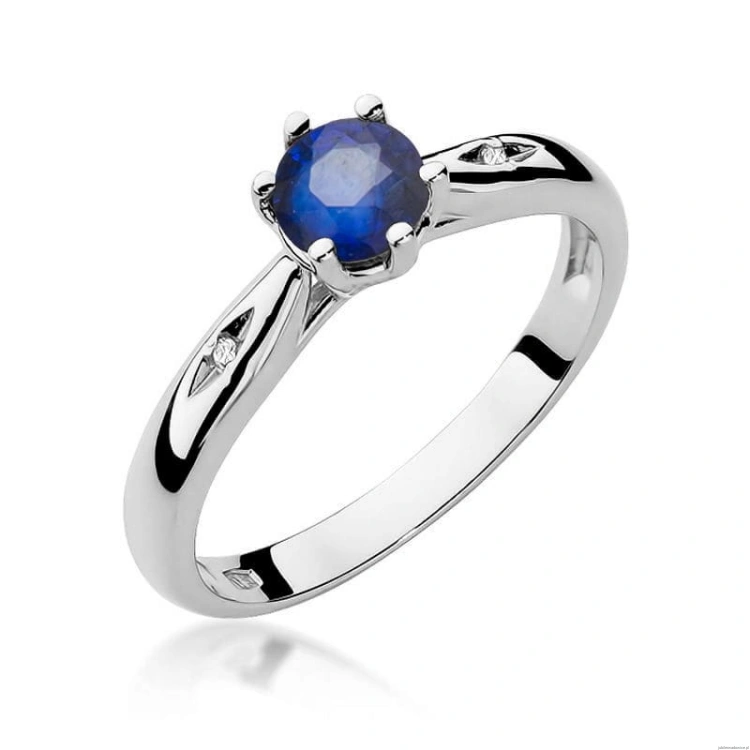 Pierścionek W074 Szafir 0,50ct białe złoto