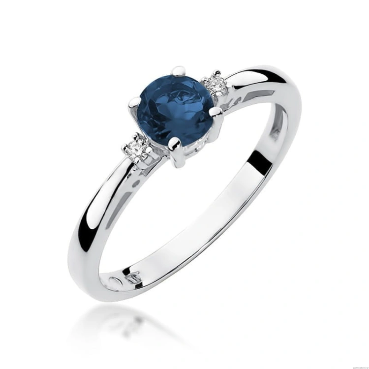 Pierścionek W010 Szafir 0,50ct białe złoto