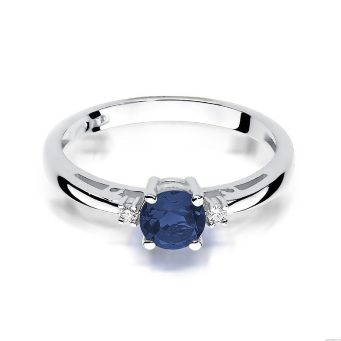 Pierścionek W010 Szafir 0,50ct białe złoto