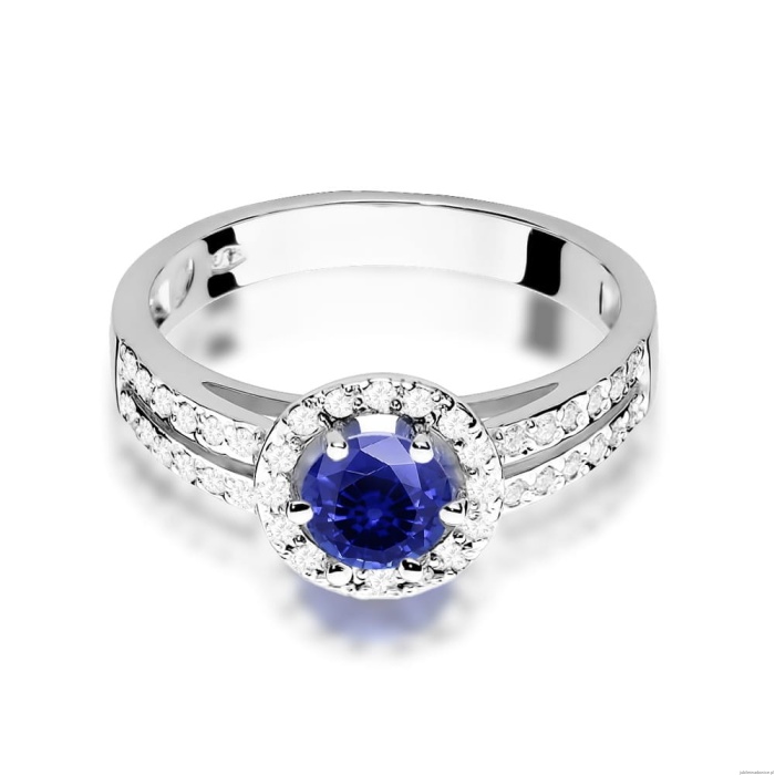 Pierścionek W087 Szafir 0,50ct białe złoto