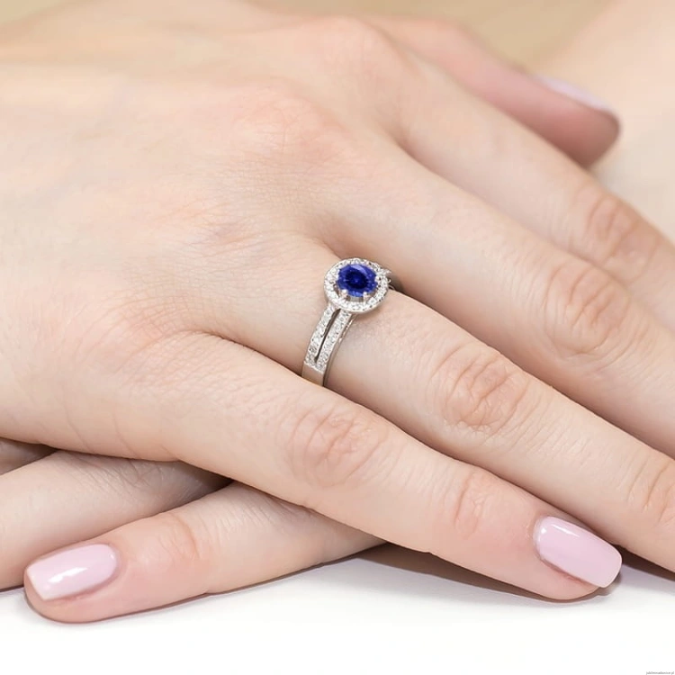 Pierścionek W087 Szafir 0,50ct białe złoto