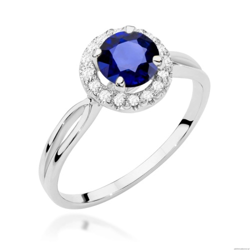 Pierścionek W538 Szafir 1,00ct białe złoto