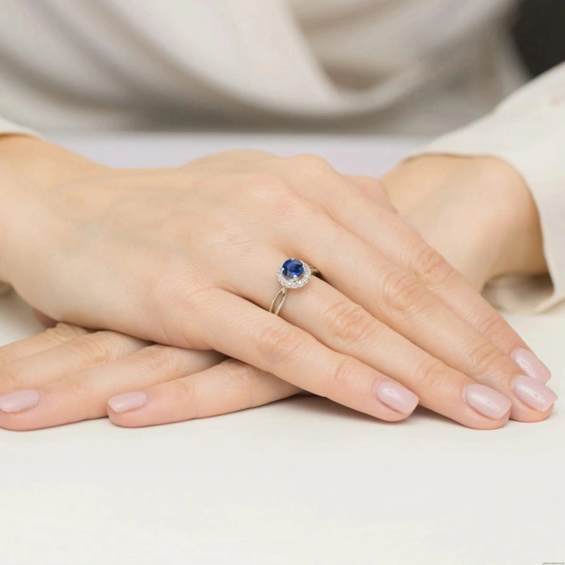 Pierścionek W538 Szafir 1,00ct białe złoto