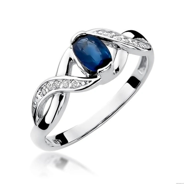 Pierścionek W028 Szafir 0,70ct białe złoto