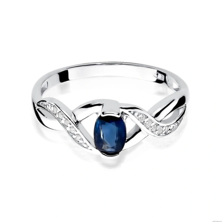 Pierścionek W028 Szafir 0,70ct białe złoto