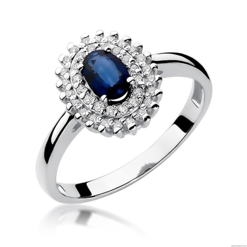 Pierścionek W303 Szafir 0,70ct białe złoto