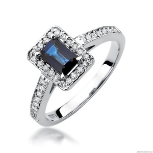 Pierścionek W422 Szafir 0,60ct białe złoto
