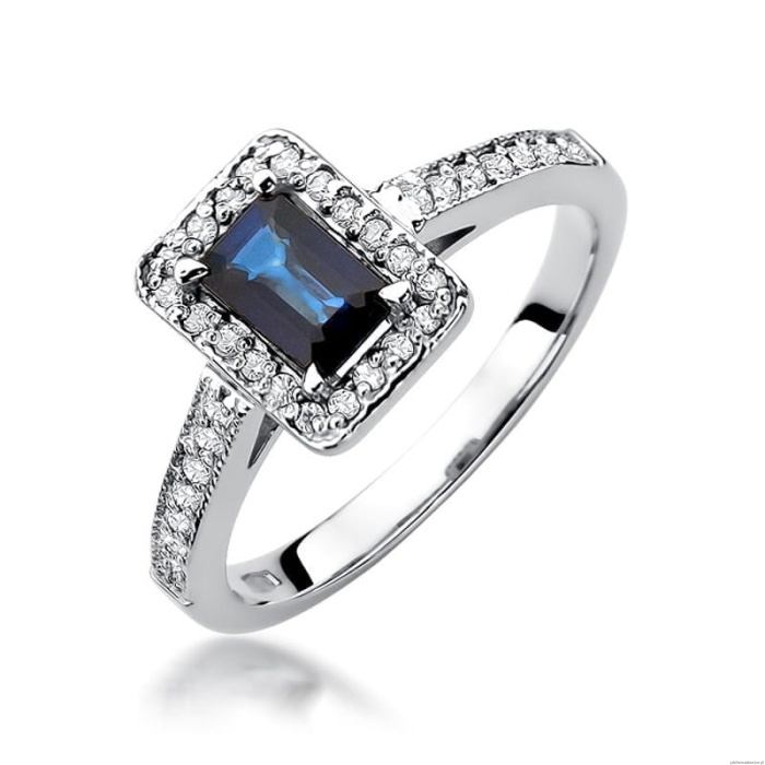 Pierścionek W422 Szafir 0,60ct białe złoto