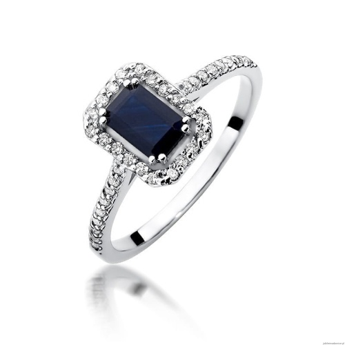 Pierścionek W403 Szafir 0,60ct białe złoto