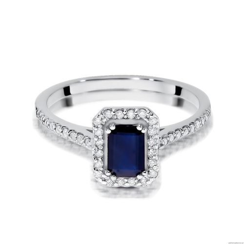 Pierścionek W403 Szafir 0,60ct białe złoto