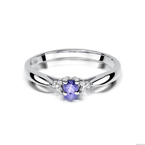 Pierścionek W428 Tanzanit 0,15ct białe złoto