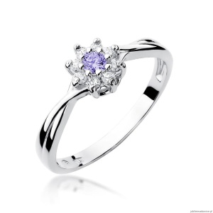 Pierścionek W072 Tanzanit 0,10ct białe złoto