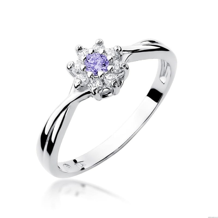 Pierścionek W072 Tanzanit 0,10ct białe złoto