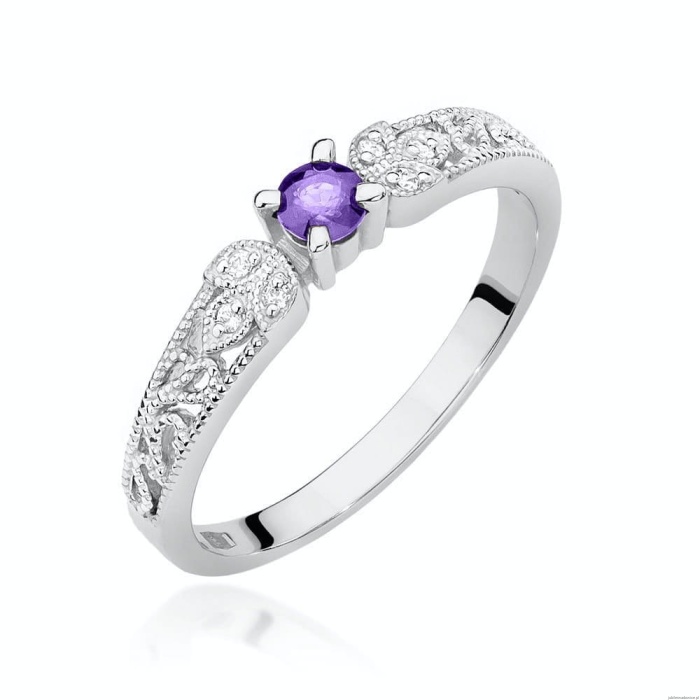 Pierścionek W411 Tanzanit 0,15ct białe złoto