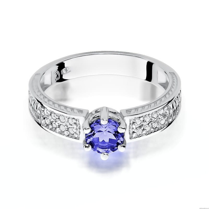 Pierścionek W075 Tanzanit 0,50ct białe złoto