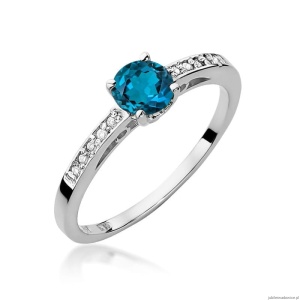Pierścionek W066 Topaz London Blue 0,50ct białe złoto