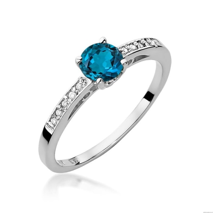 Pierścionek W066 Topaz London Blue 0,50ct białe złoto