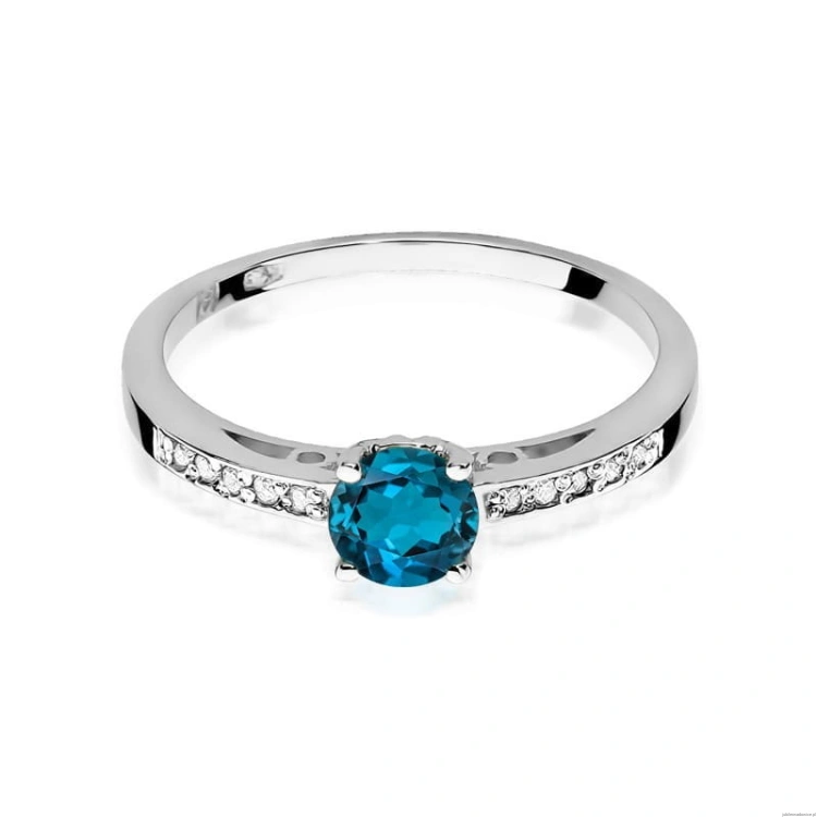 Pierścionek W066 Topaz London Blue 0,50ct białe złoto