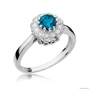 Pierścionek W284 Topaz London Blue 0,50ct białe złoto