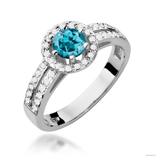 Pierścionek W087 Topaz London Blue 0,50ct białe złoto