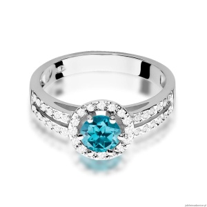 Pierścionek W087 Topaz London Blue 0,50ct białe złoto