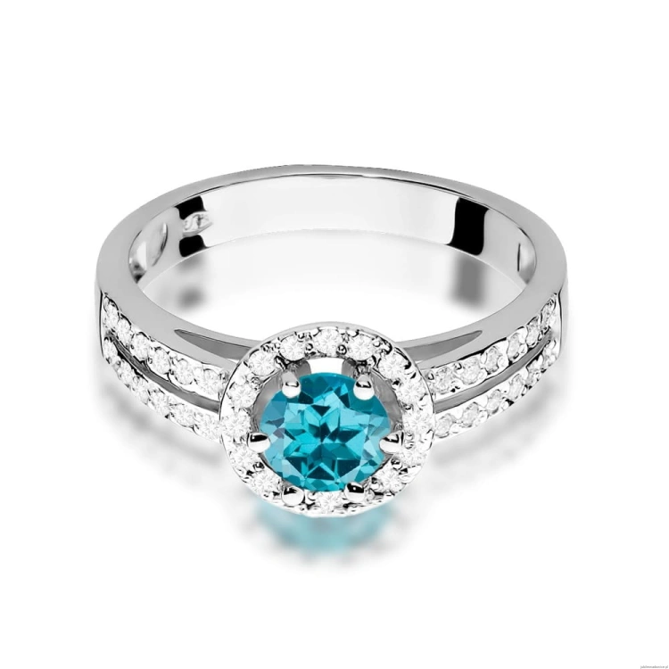 Pierścionek W087 Topaz London Blue 0,50ct białe złoto
