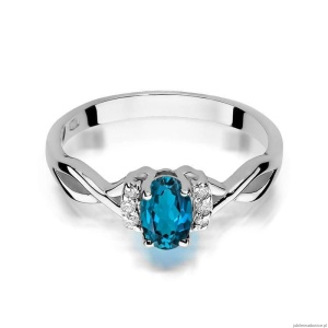 Pierścionek W019 Topaz London Blue 0,50ct białe złoto