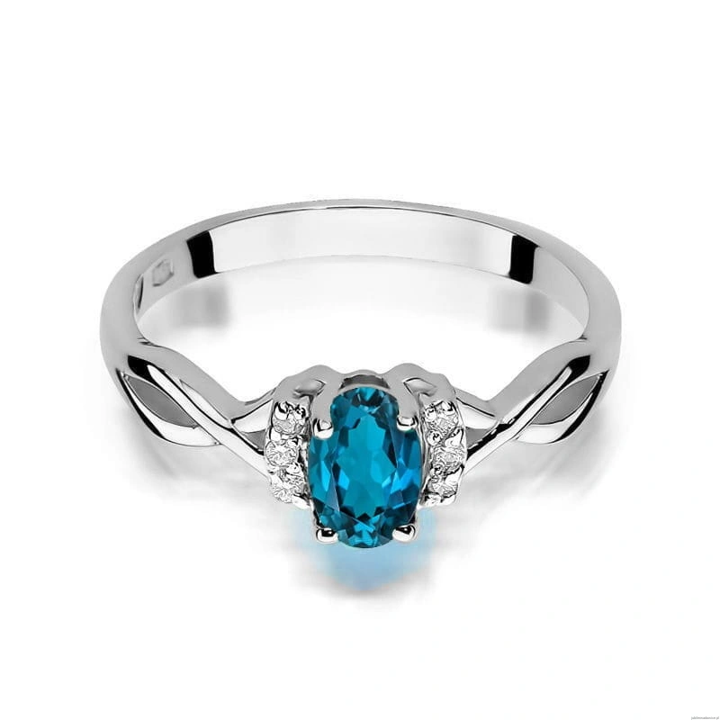 Pierścionek W019 Topaz London Blue 0,50ct białe złoto