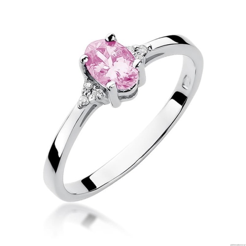 Pierścionek W301 Różowy Topaz 0,50ct białe złoto