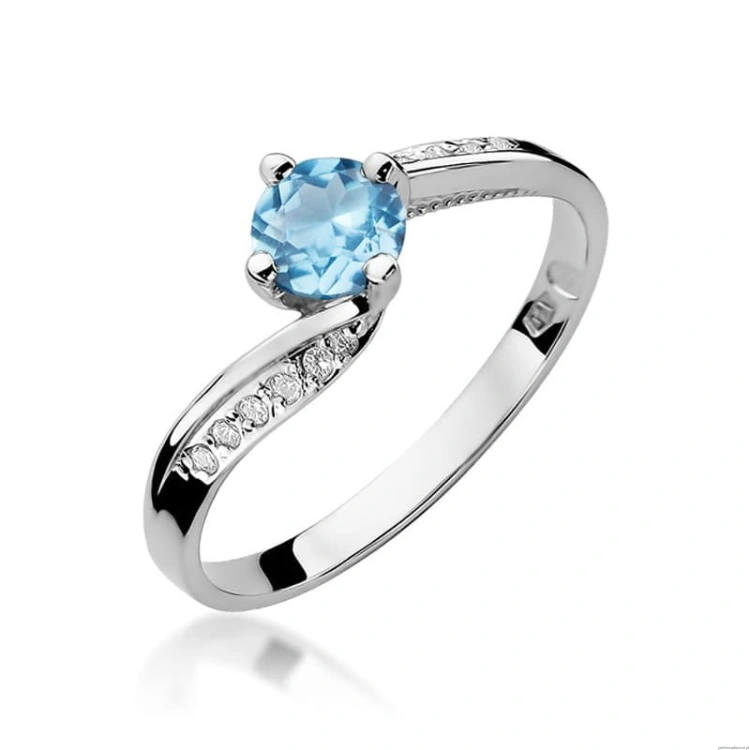 Pierścionek W084 Topaz 0,50ct białe złoto