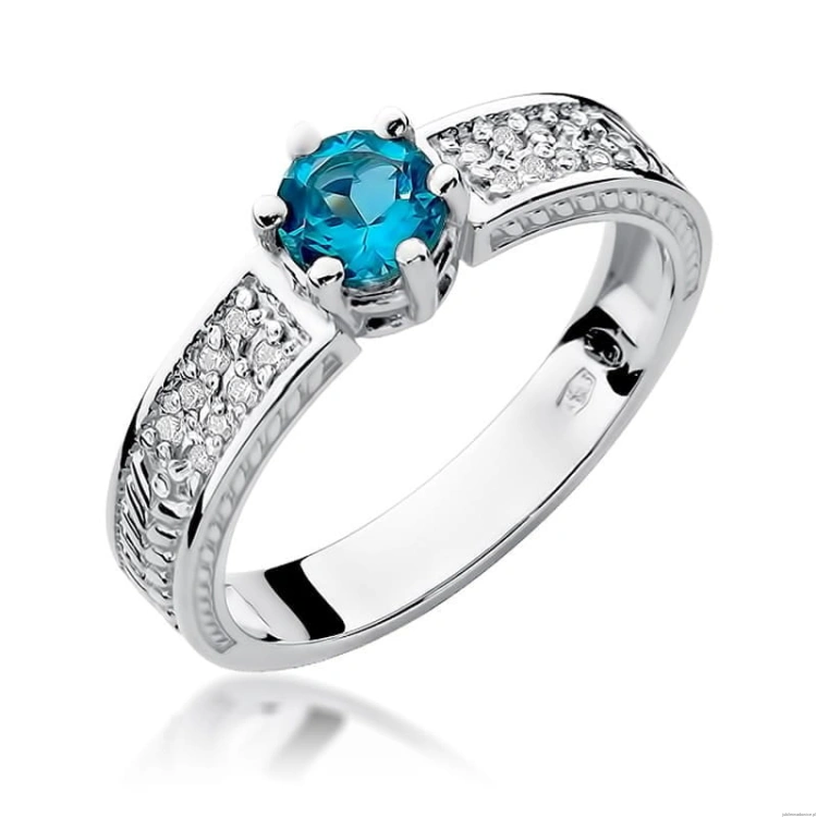 Pierścionek W075 Topaz 0,50ct białe złoto
