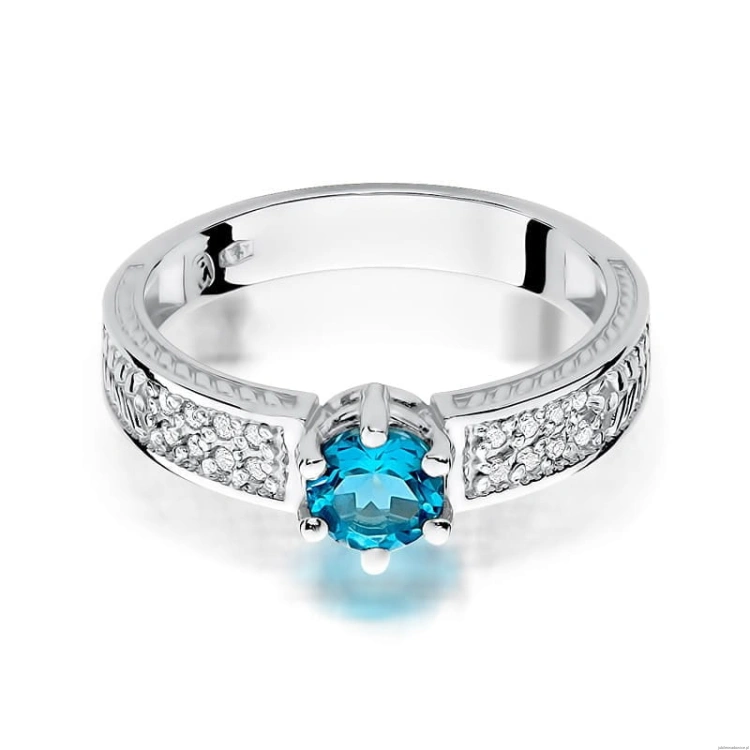 Pierścionek W075 Topaz 0,50ct białe złoto