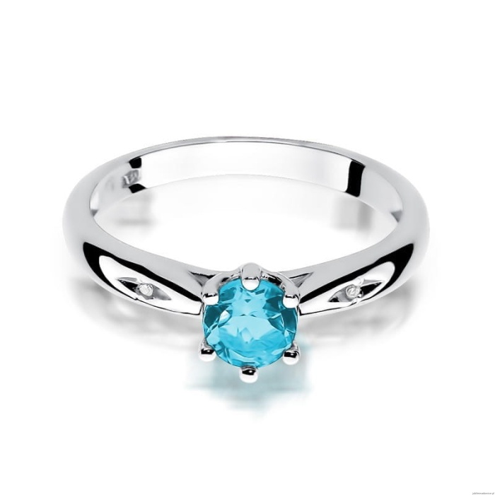 Pierścionek W074 Topaz 0,50ct białe złoto