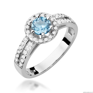 Pierścionek W087 Topaz 0,50ct białe złoto