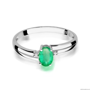 Pierścionek W068 Szmaragd 0,40ct białe złoto