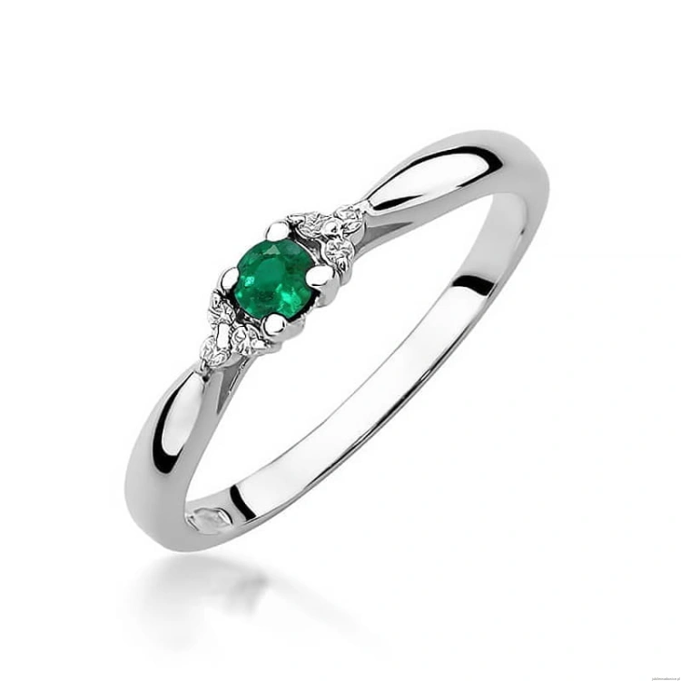 Pierścionek W428 Szmaragd 0,15ct białe złoto