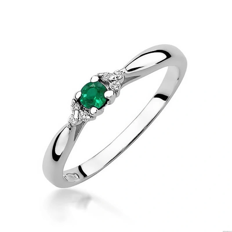 Pierścionek W428 Szmaragd 0,15ct białe złoto
