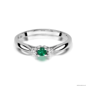 Pierścionek W428 Szmaragd 0,15ct białe złoto