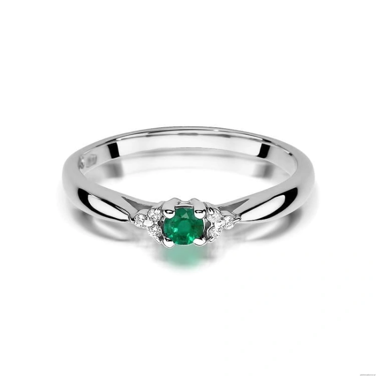 Pierścionek W428 Szmaragd 0,15ct białe złoto