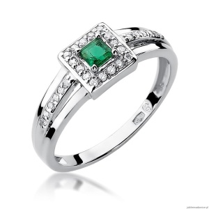 Pierścionek W271 Szmaragd 0,15ct białe złoto