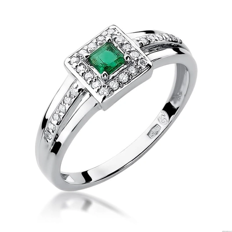 Pierścionek W271 Szmaragd 0,15ct białe złoto