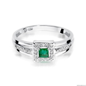 Pierścionek W271 Szmaragd 0,15ct białe złoto