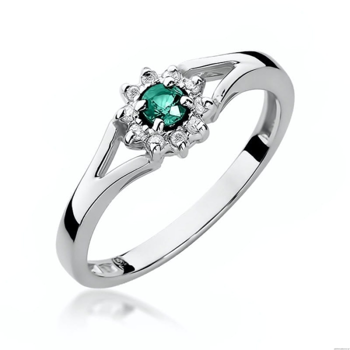 Pierścionek W185 Szmaragd 0,15ct białe złoto