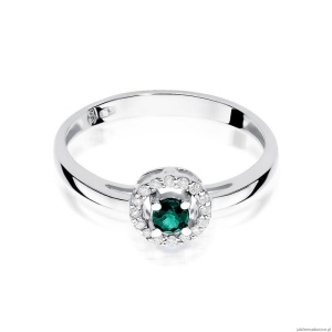 Pierścionek W238 Szmaragd 0,15ct białe złoto