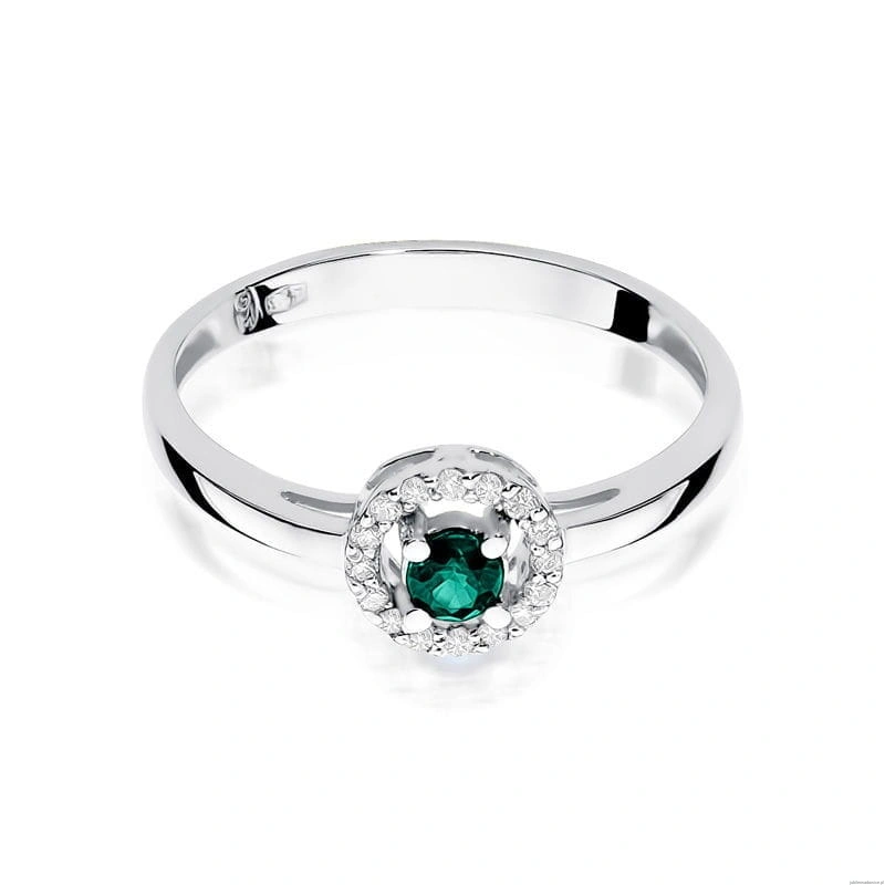 Pierścionek W238 Szmaragd 0,15ct białe złoto