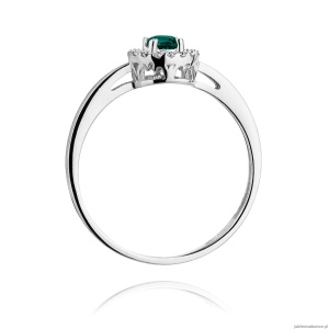 Pierścionek W238 Szmaragd 0,15ct białe złoto
