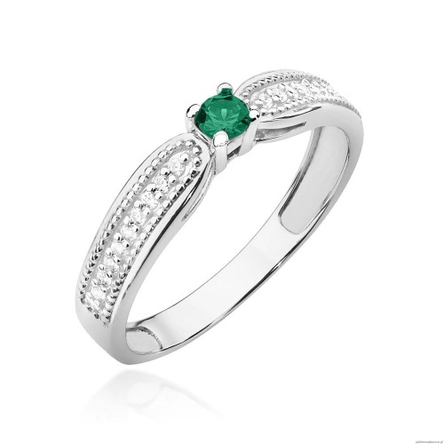 Pierścionek W449 Szmaragd 0,15ct białe złoto