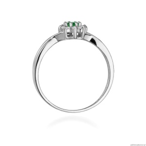 Pierścionek W072 Szmaragd 0,15ct białe złoto