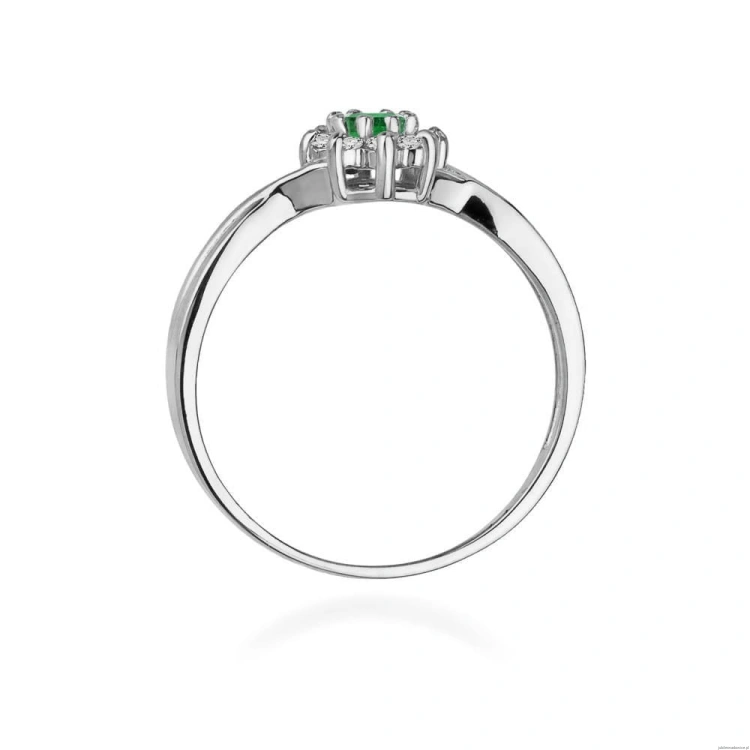 Pierścionek W072 Szmaragd 0,15ct białe złoto